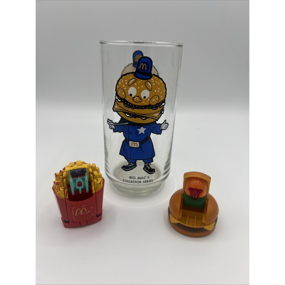 Vintage McDonald's Collector Lot - 1977 Big Mac Glass & 1980s Changeables Toys